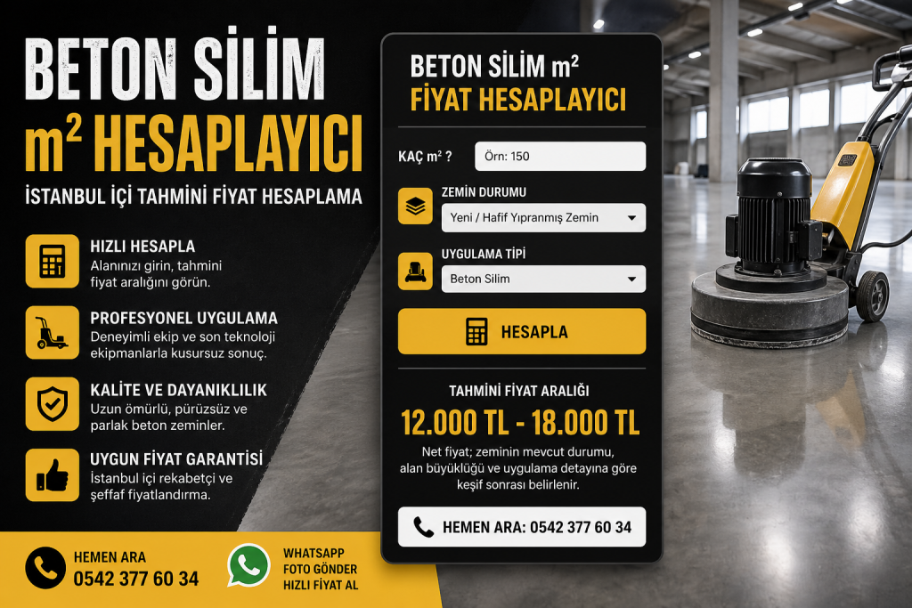beton silim m2 hesaplama aracı